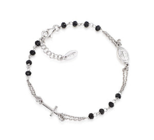 Bracciale Rosario AMEN in argento con cristalli.