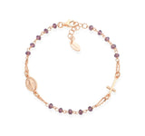 Bracciale Rosario AMEN in argento Rosé con cristalli.