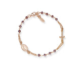 Bracciale Rosario AMEN in argento Bianco e Rosé con cristalli e croce con pavé.