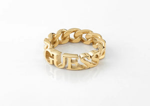 Anello Guess in acciaio a catena con logo