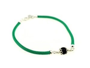 Bracciale Cordino Verde in Argento con "Su Coccu".