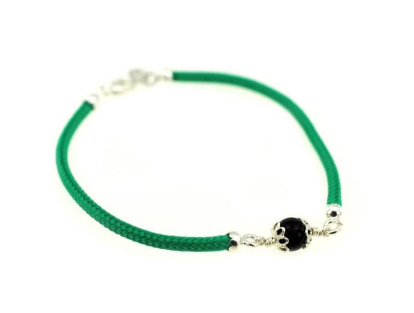 Bracciale Cordino Verde in Argento con 